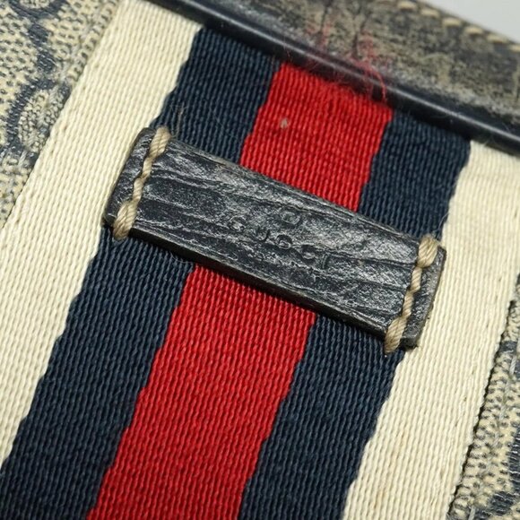 GUCCI GG Supreme Sherry Line Shoulder Bag PVC Navy Silver Red 162910 Auth ep9588 - Picture 13 of 16